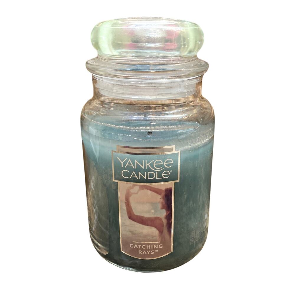 Yankee Candle Catching Rays Large Jar 22 oz Blue Green Housewarmer USED